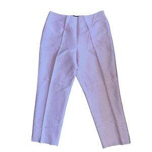 Vintage Y2K Ann Taylor Petites Pink Gingham 100% Silk Pants Straight Trouser 6P